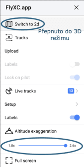 Nastavení flyxc.app pro zvýraznění terénu