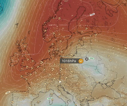 Přiznivá synoptická situace, vysoký tlak bez větších extrémů.